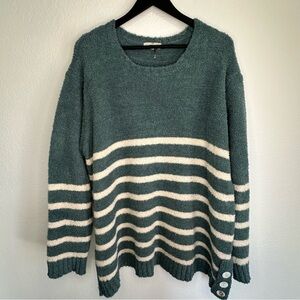 Entro Sage Green and White Stripped Sweater Sixe XL